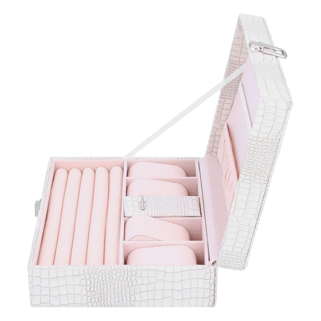 White Artificial Leather Multilayer Jewelry Box Portable Packaging Box for Collecting