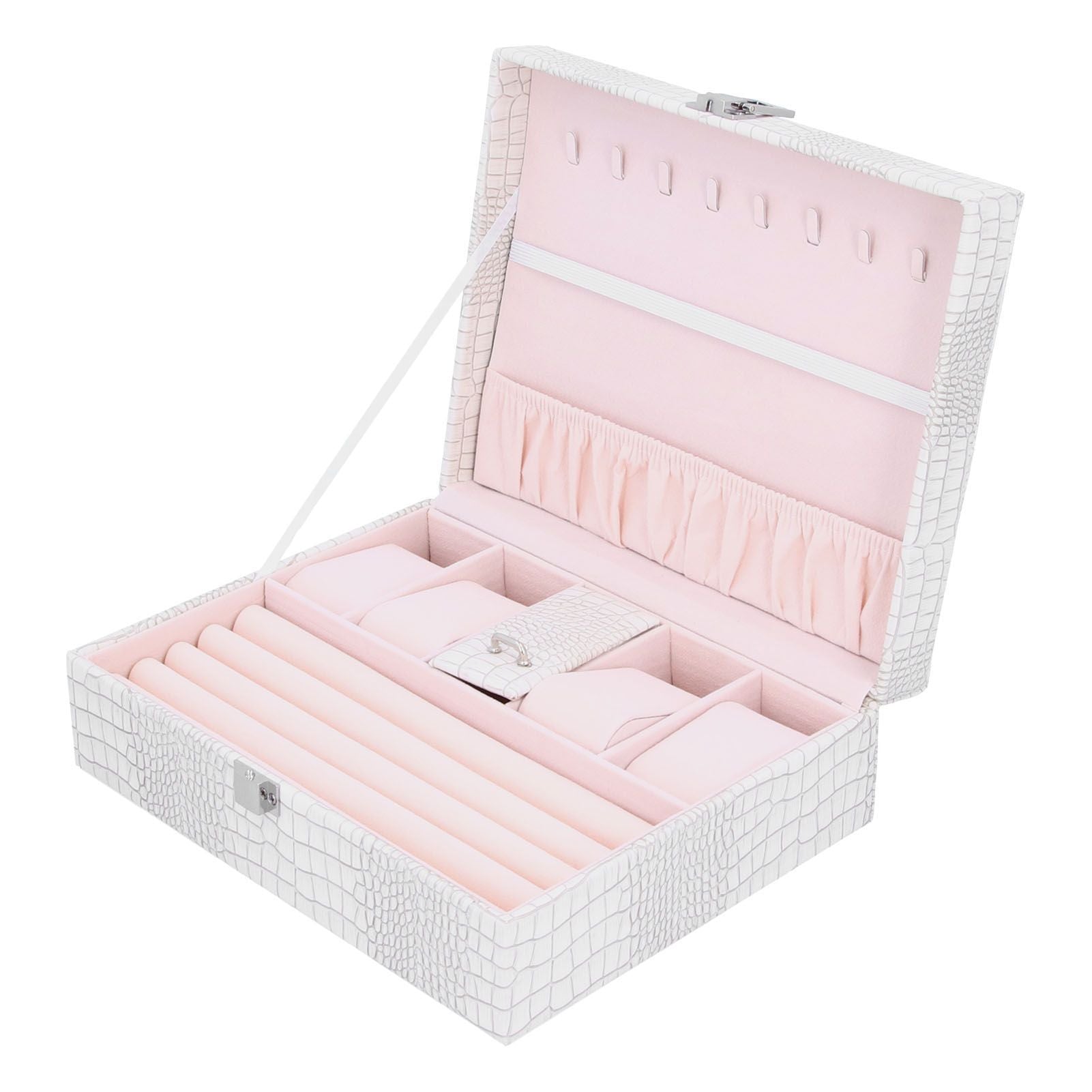 White Artificial Leather Multilayer Jewelry Box Portable Packaging Box for Collecting