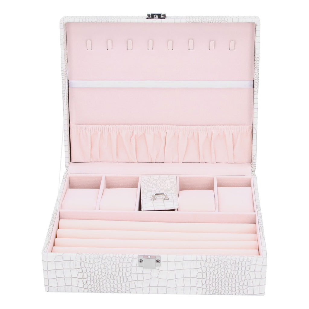 White Artificial Leather Multilayer Jewelry Box Portable Packaging Box for Collecting