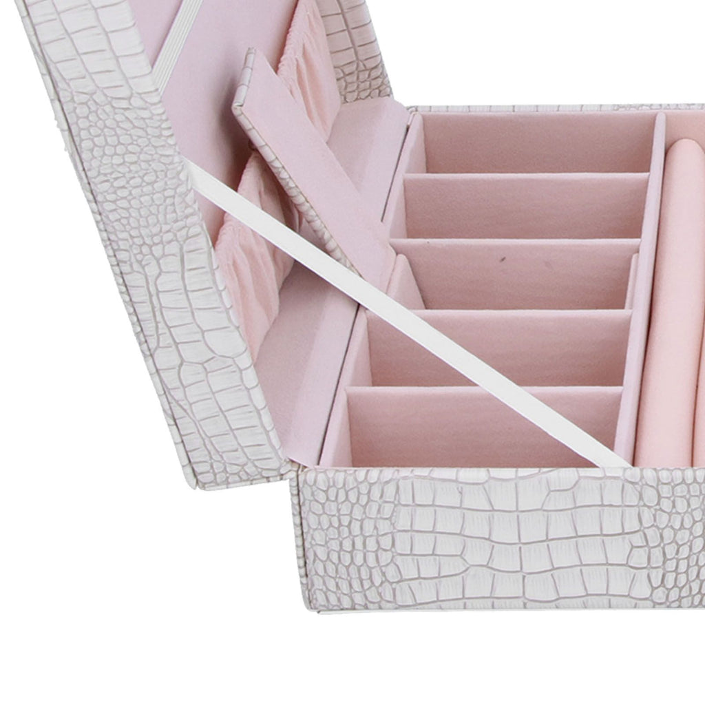 White Artificial Leather Multilayer Jewelry Box Portable Packaging Box for Collecting