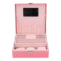 Pink Artificial Leather Jewelry Box Watch Jewelry Packaging Container Holder for Girls