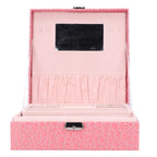 Pink Artificial Leather Jewelry Box Watch Jewelry Packaging Container Holder for Girls