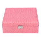 Pink Artificial Leather Jewelry Box Watch Jewelry Packaging Container Holder for Girls