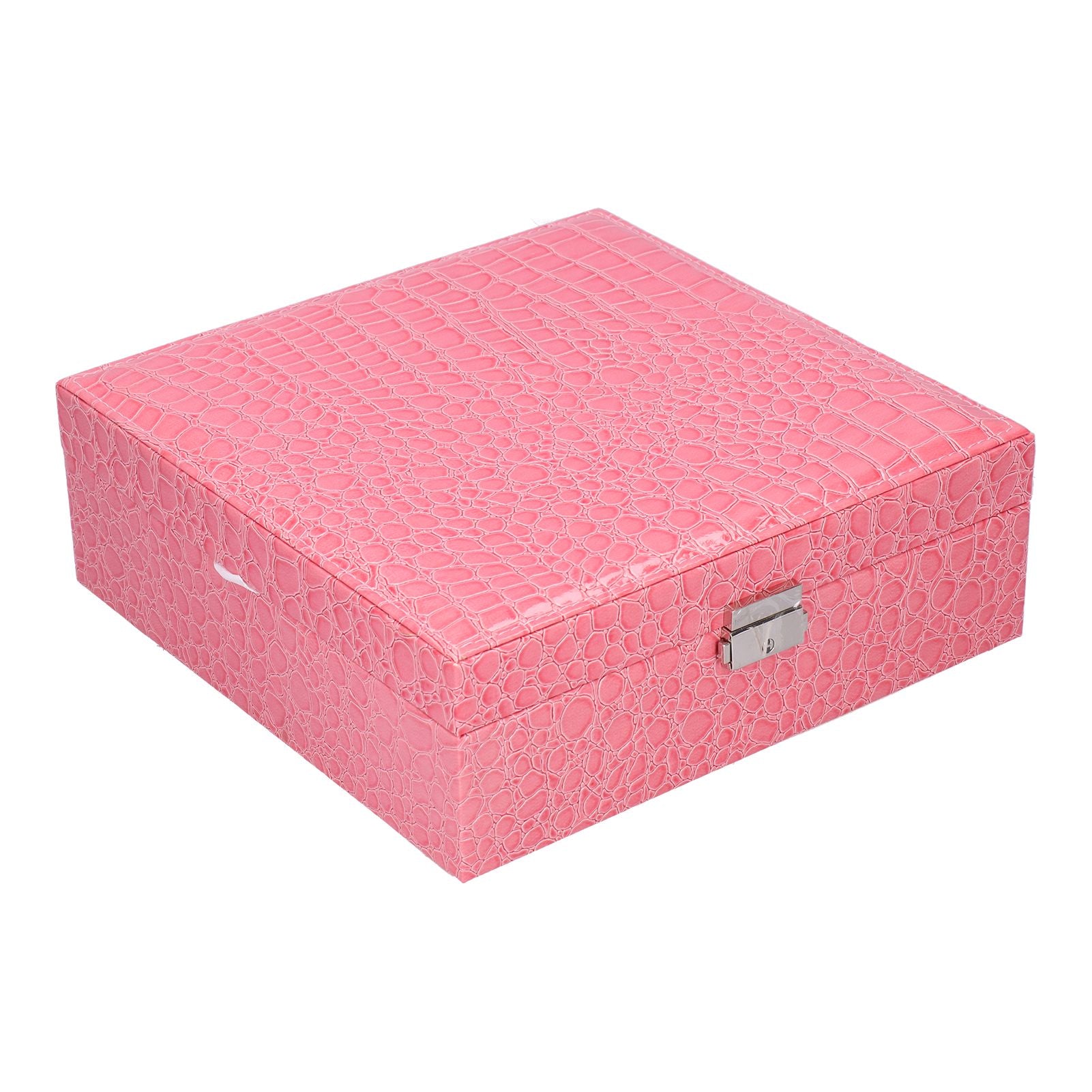 Pink Artificial Leather Jewelry Box Watch Jewelry Packaging Container Holder for Girls
