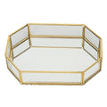 Octagonal Storage Box Mini Gold Geometry Jewelry Necklace Dessert Basket with Flannel 20x14x4cm