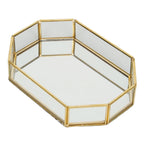 Octagonal Storage Box Mini Gold Geometry Jewelry Necklace Dessert Basket with Flannel 20x14x4cm