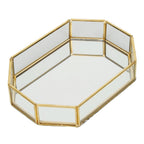 Octagonal Storage Box Mini Gold Geometry Jewelry Necklace Dessert Basket with Flannel 20x14x4cm