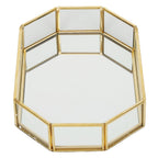 Octagonal Storage Box Mini Gold Geometry Jewelry Necklace Dessert Basket with Flannel 20x14x4cm