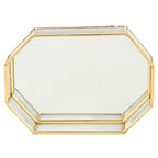 Octagonal Storage Box Mini Gold Geometry Jewelry Necklace Dessert Basket with Flannel 20x14x4cm