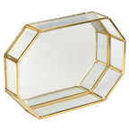 Octagonal Storage Box Mini Gold Geometry Jewelry Necklace Dessert Basket with Flannel 20x14x4cm