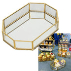 Octagonal Storage Box Mini Gold Geometry Jewelry Necklace Dessert Basket with Flannel 20x14x4cm