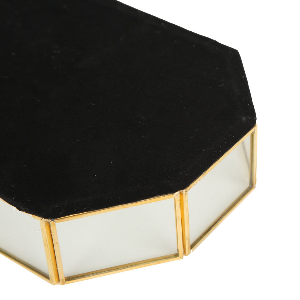 Octagonal Storage Box Mini Gold Geometry Jewelry Necklace Dessert Basket with Flannel 20x14x4cm