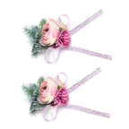 2Pcs Wedding Bridal Corsage Bridesmaid Wrist Flower for Wedding Party AnniversaryPink