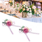 2Pcs Wedding Bridal Corsage Bridesmaid Wrist Flower for Wedding Party AnniversaryPink