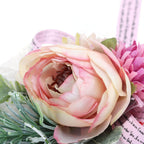2Pcs Wedding Bridal Corsage Bridesmaid Wrist Flower for Wedding Party AnniversaryPink