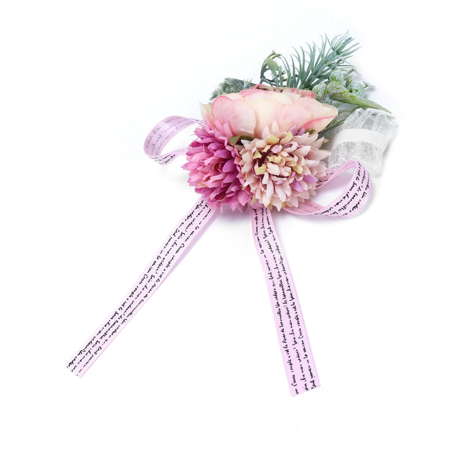 2Pcs Wedding Bridal Corsage Bridesmaid Wrist Flower for Wedding Party AnniversaryPink