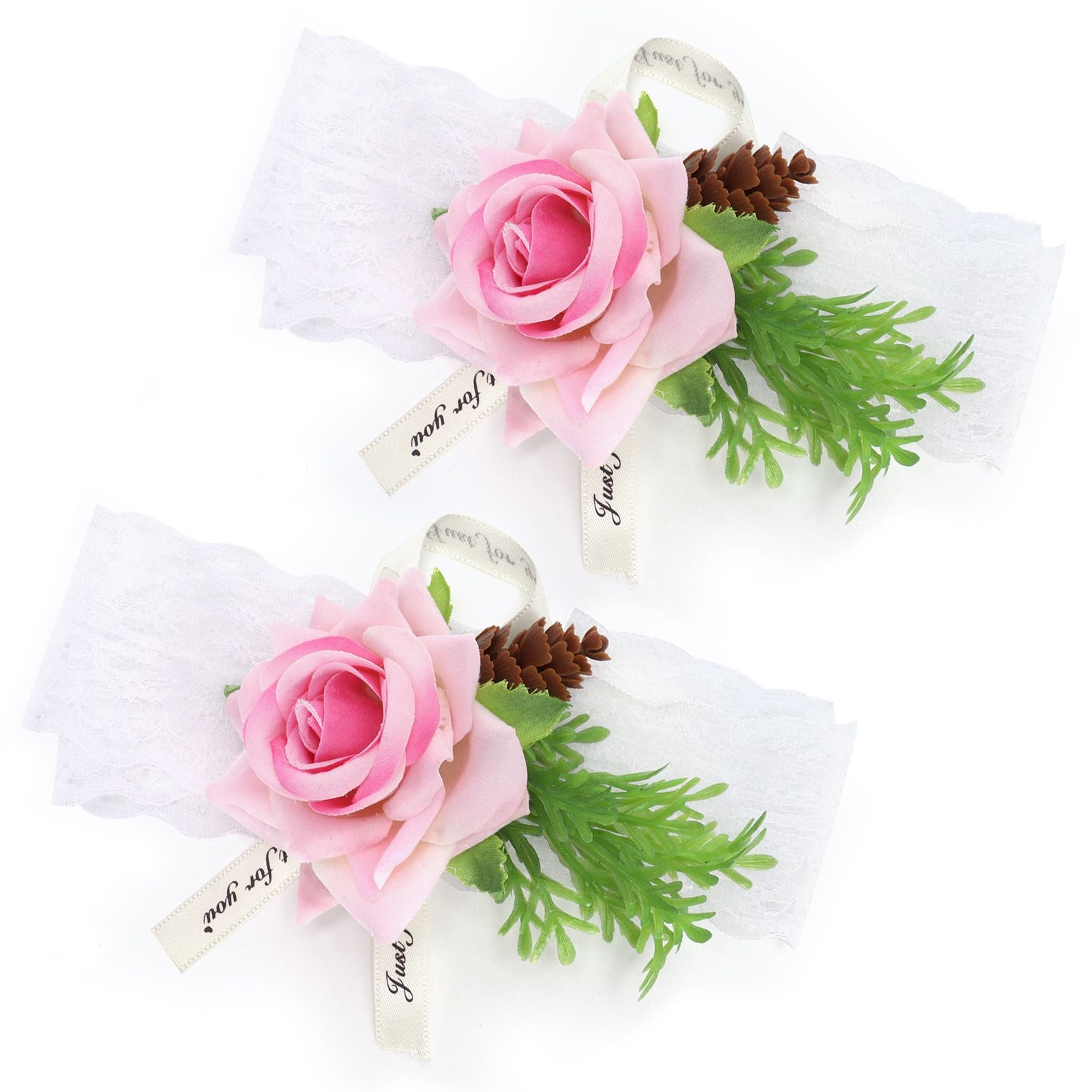 2Pcs Bridesmaid Silk Wrist Flower Bridal Corsage Wedding Ceremony Decoration SupplyPink