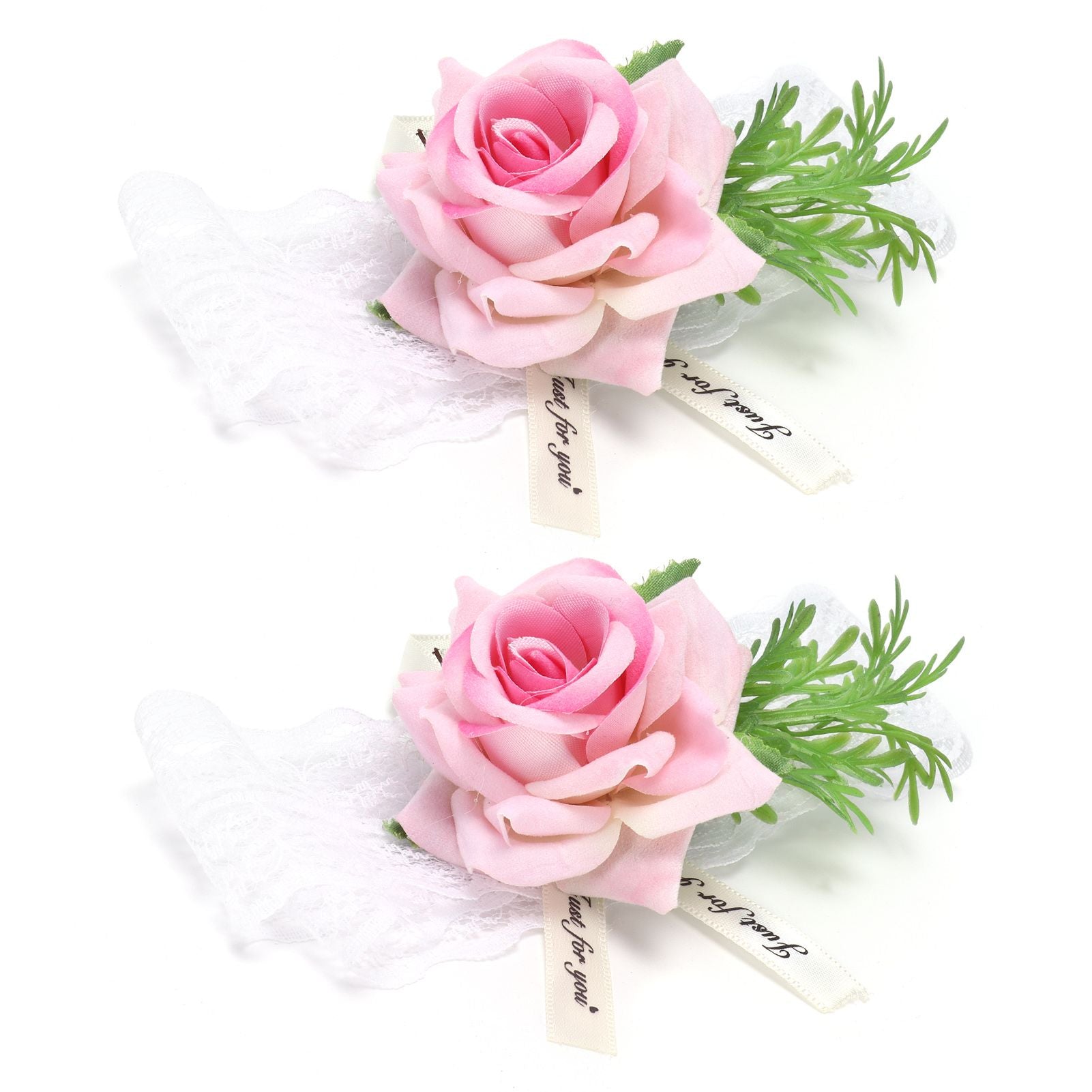 2Pcs Bridesmaid Silk Wrist Flower Bridal Corsage Wedding Ceremony Decoration SupplyPink