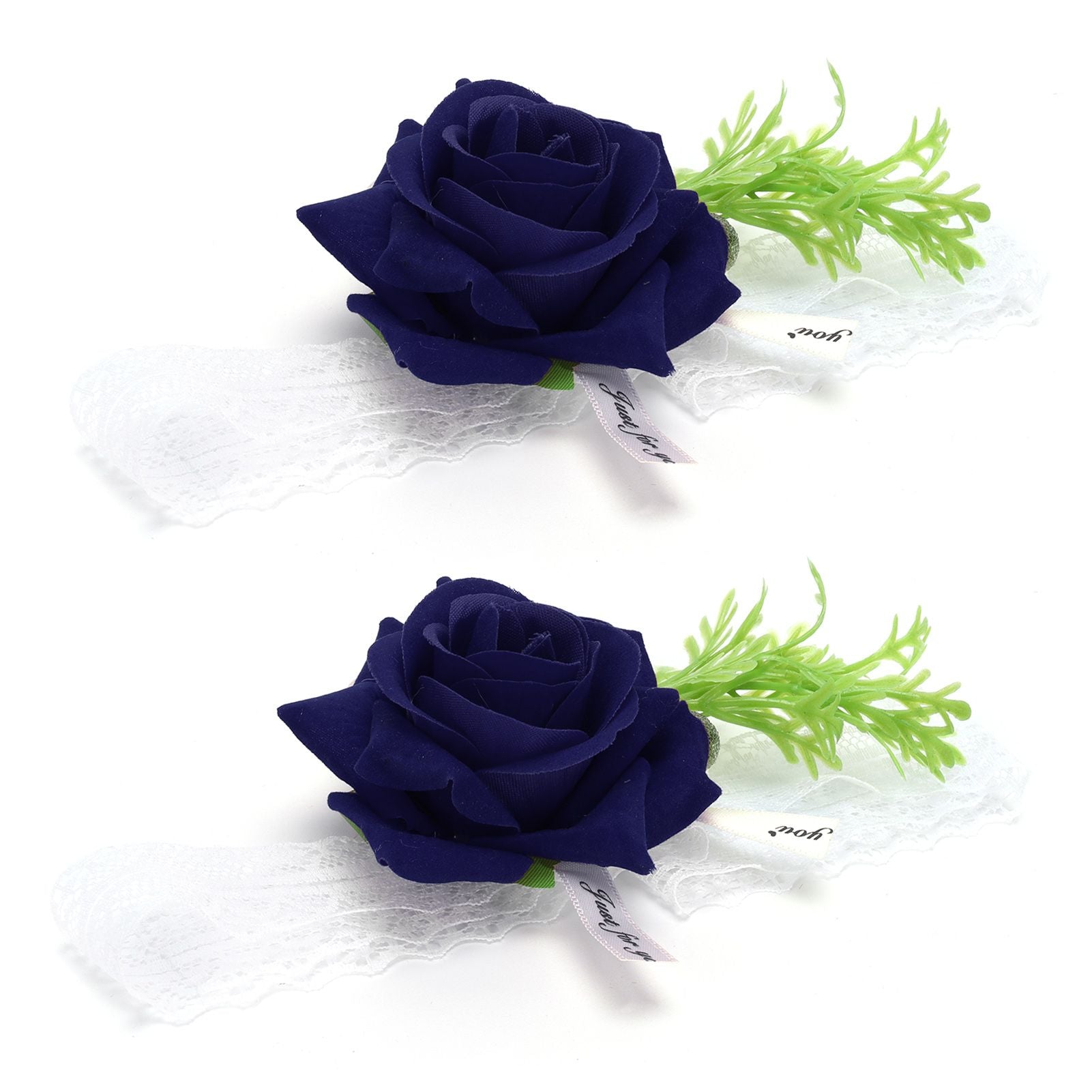 2Pcs Bridesmaid Silk Wrist Flower Bridal Corsage Wedding Ceremony Decoration SupplySapphire Blue