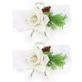 2Pcs Bridesmaid Silk Wrist Flower Bridal Corsage Wedding Ceremony Decoration SupplyWhite
