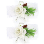 2Pcs Bridesmaid Silk Wrist Flower Bridal Corsage Wedding Ceremony Decoration SupplyWhite