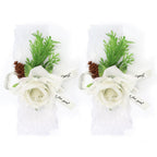 2Pcs Bridesmaid Silk Wrist Flower Bridal Corsage Wedding Ceremony Decoration SupplyWhite