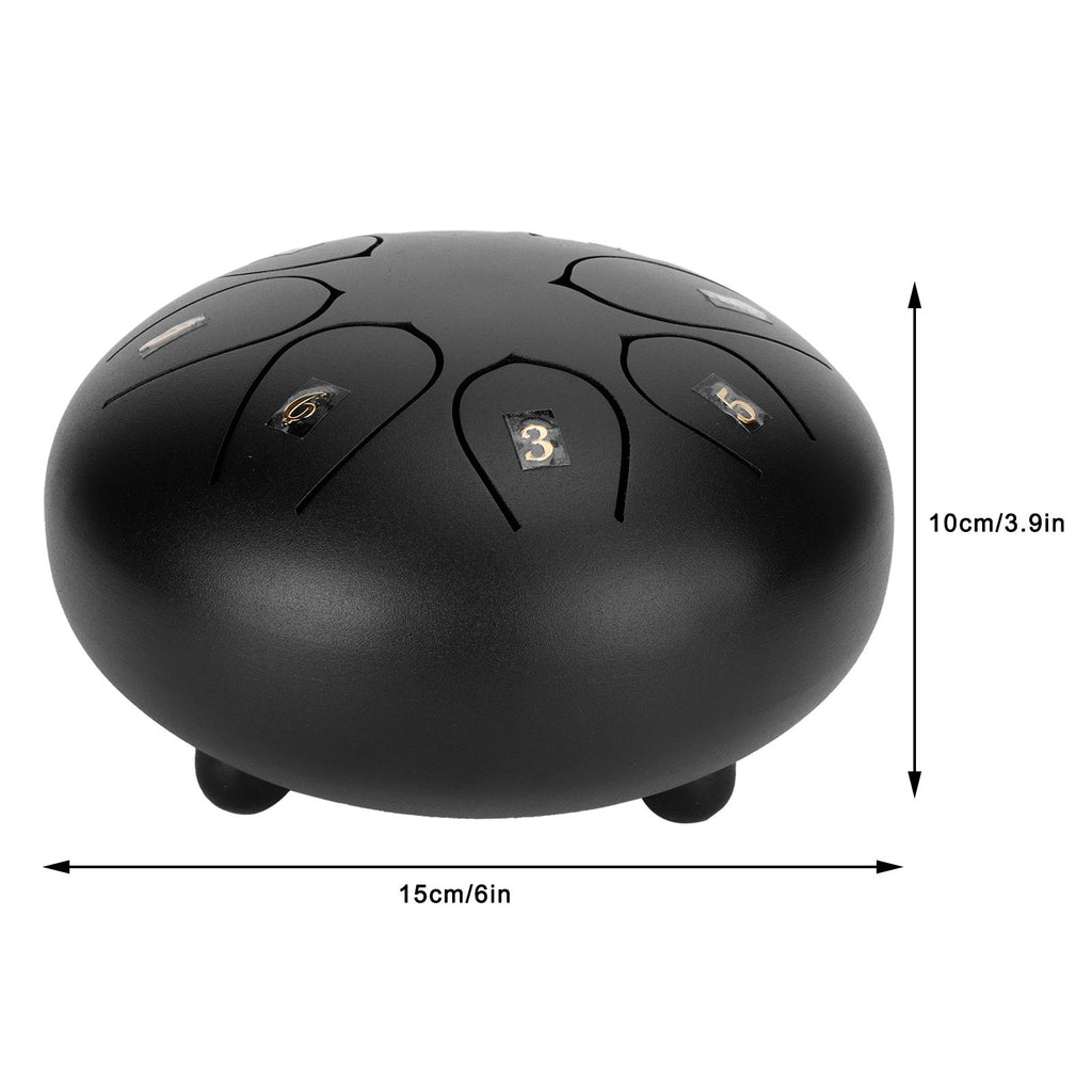 6in Tongue Drum 8‑Tones Ethereal Hand Pan Drums with Drumstick Percussion InstrumentBlack