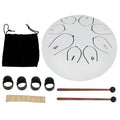 6in Tongue Drum 8‑Tones Ethereal Hand Pan Drums with Drumstick Percussion InstrumentWhite