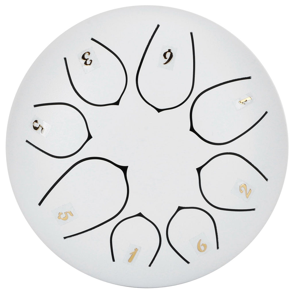 6in Tongue Drum 8‑Tones Ethereal Hand Pan Drums with Drumstick Percussion InstrumentWhite