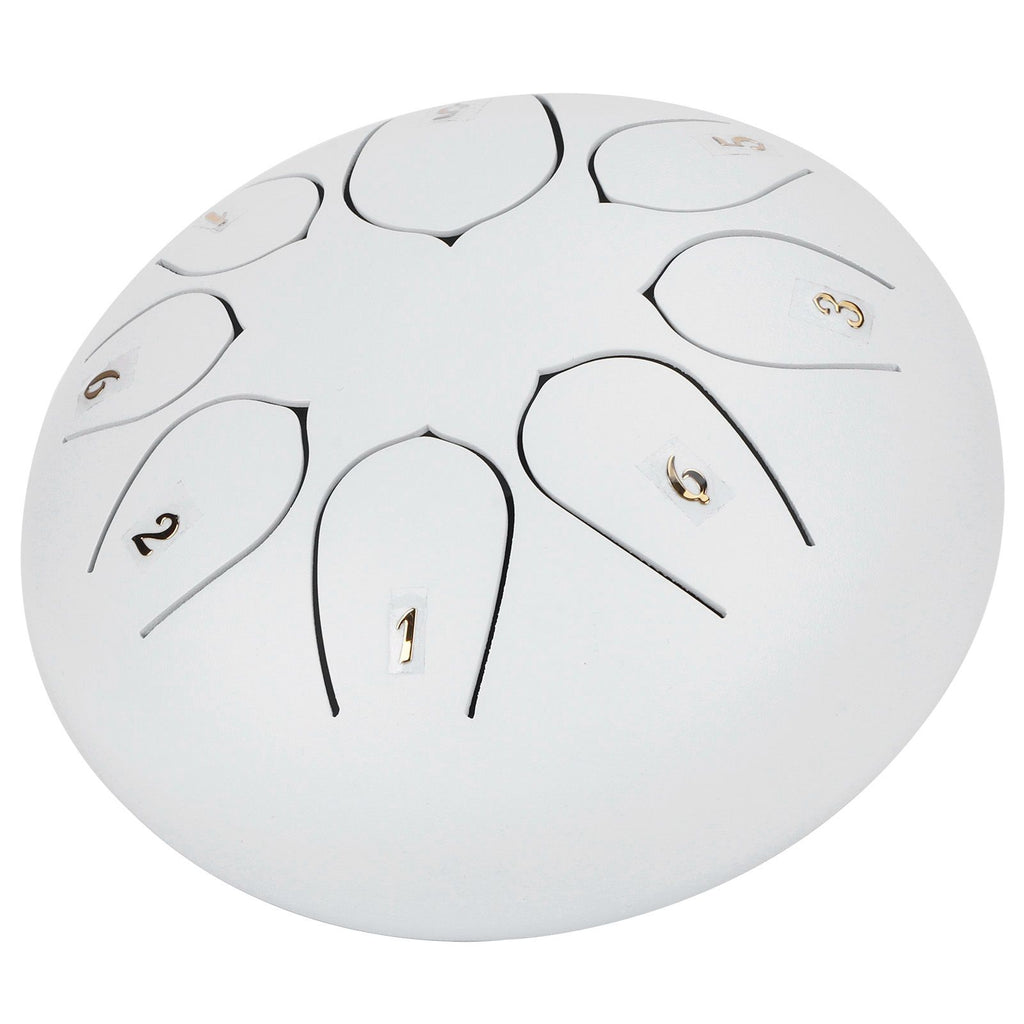 6in Tongue Drum 8‑Tones Ethereal Hand Pan Drums with Drumstick Percussion InstrumentWhite