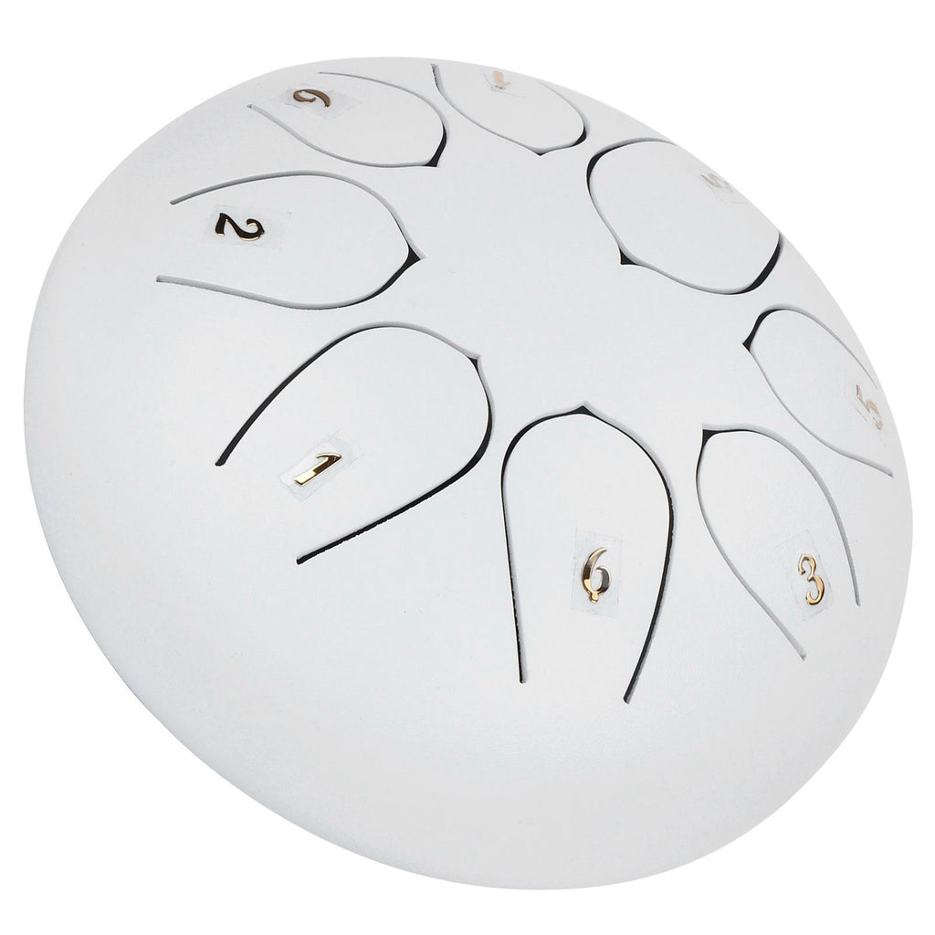 6in Tongue Drum 8‑Tones Ethereal Hand Pan Drums with Drumstick Percussion InstrumentWhite