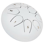 6in Tongue Drum 8‑Tones Ethereal Hand Pan Drums with Drumstick Percussion InstrumentWhite