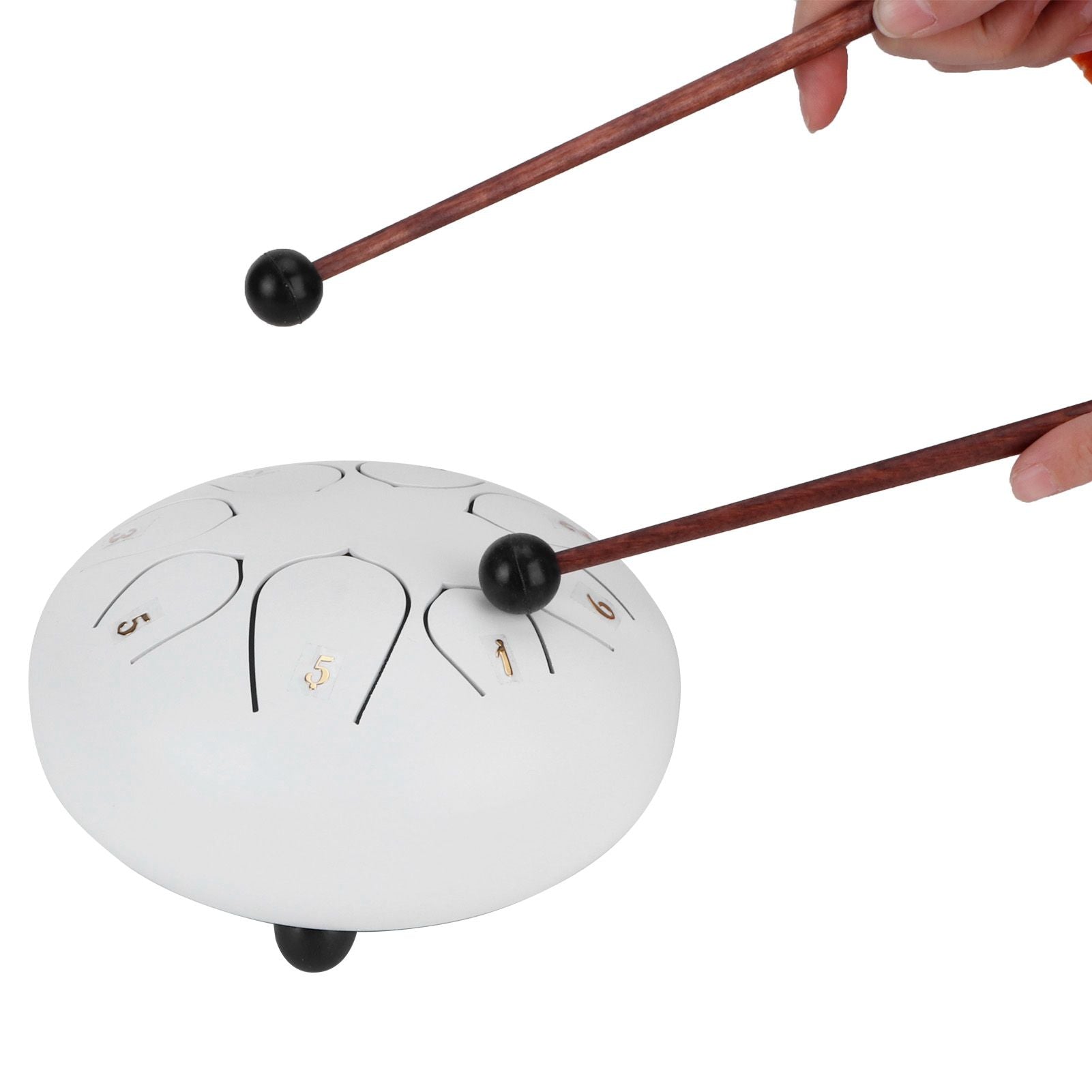 6in Tongue Drum 8‑Tones Ethereal Hand Pan Drums with Drumstick Percussion InstrumentWhite