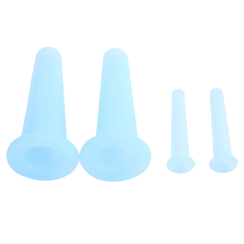 4Pcs Silicone Massage Cup Moisture Absorption Jar Face Cupping Cup Body Health CareBlue 2 Large 2 Small