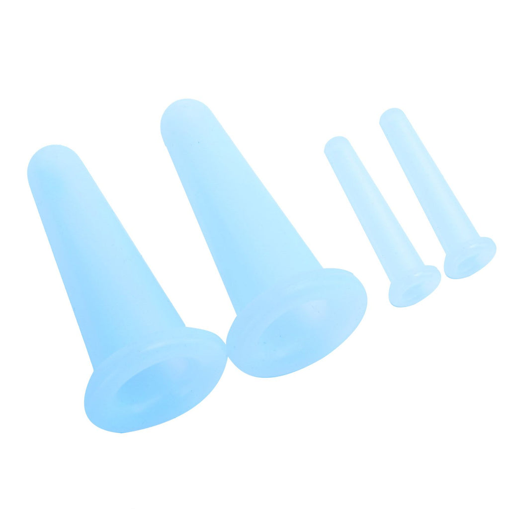 4Pcs Silicone Massage Cup Moisture Absorption Jar Face Cupping Cup Body Health CareBlue 2 Large 2 Small