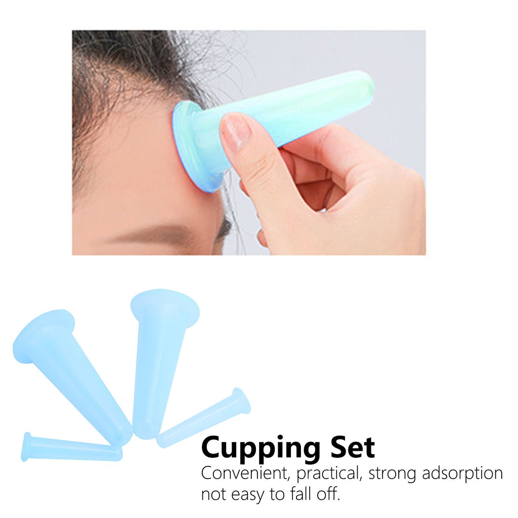4Pcs Silicone Massage Cup Moisture Absorption Jar Face Cupping Cup Body Health CareBlue 2 Large 2 Small