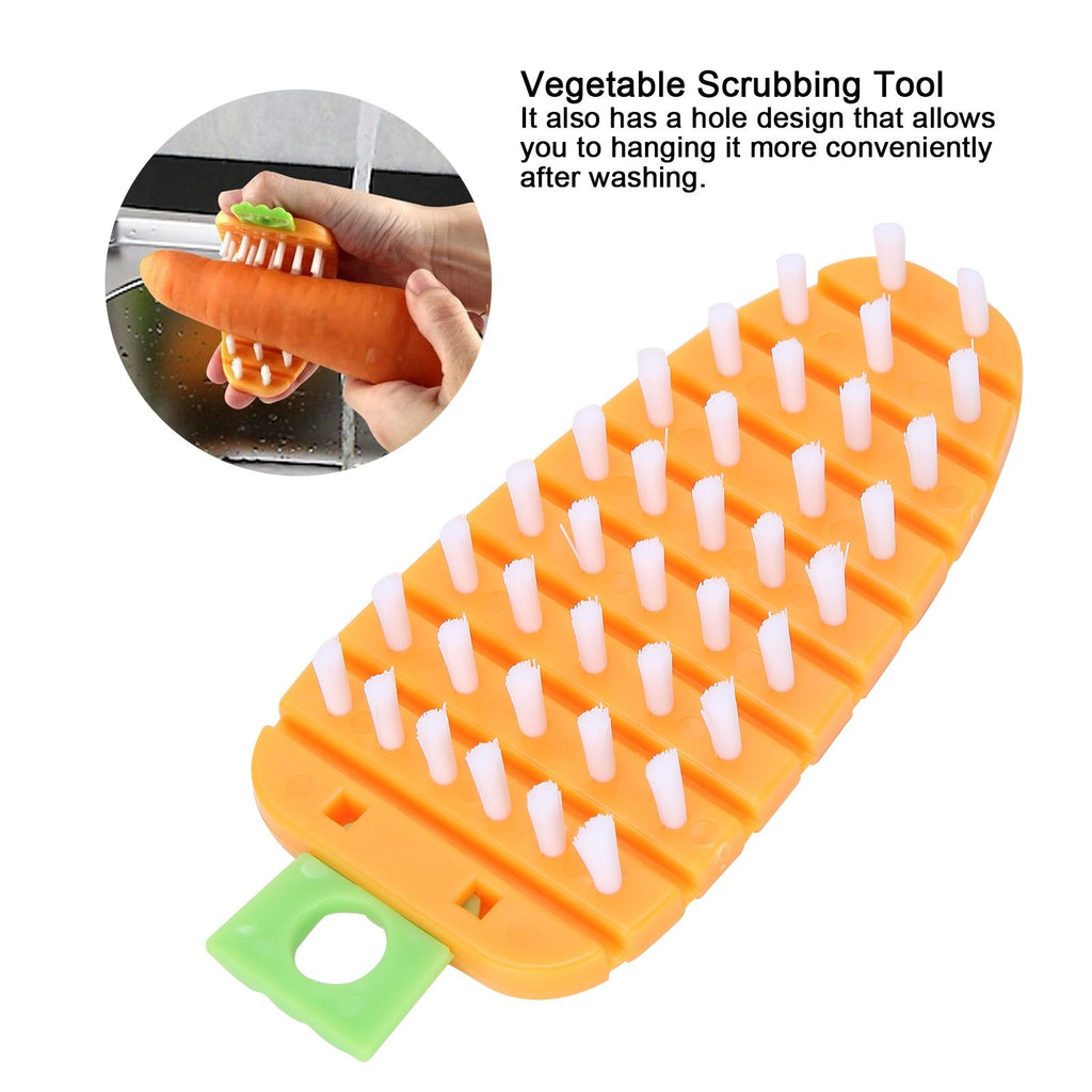 Carrot Shape Vegetable Brush Potato Scrubbing Brush Fruit Cleaner Kitchen ScrubberOrange