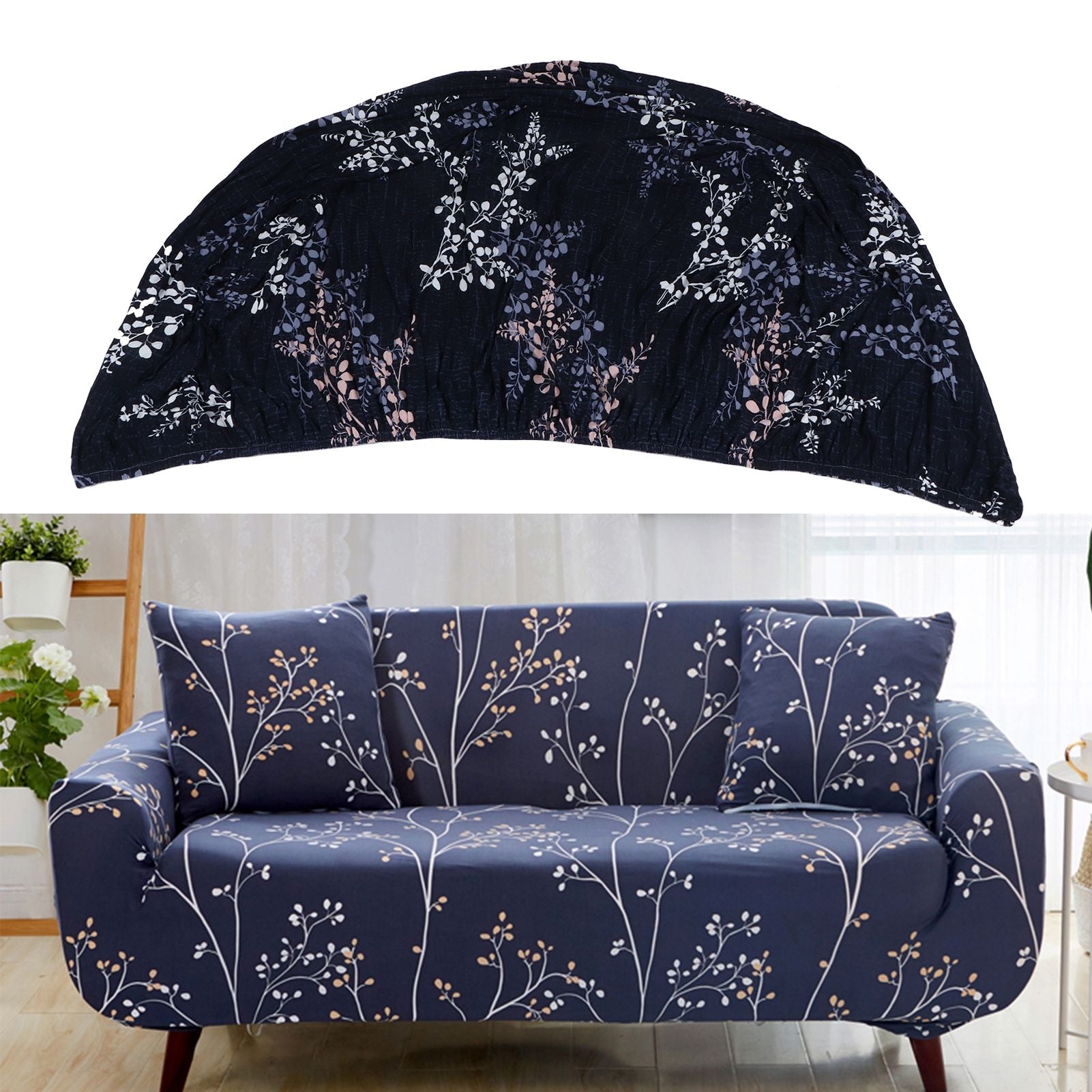 Modern Sofa Cover Elastic Sofa Protector Stretch Slipcover with Fixing Strips Parts2 Seater