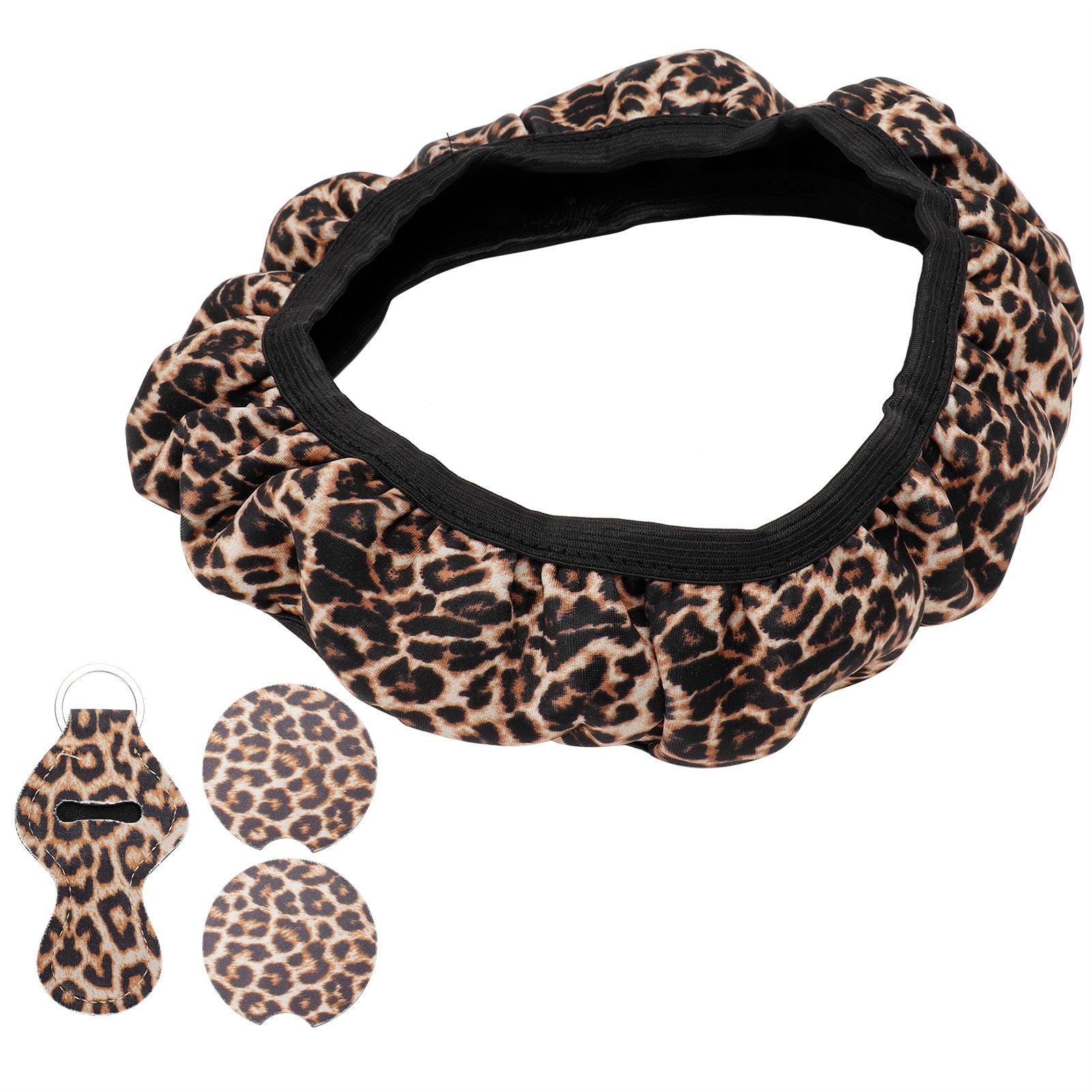 4PCS Universal Steering Wheel Cover Cup Holder Coasters Keyring Set Car Accessories Set