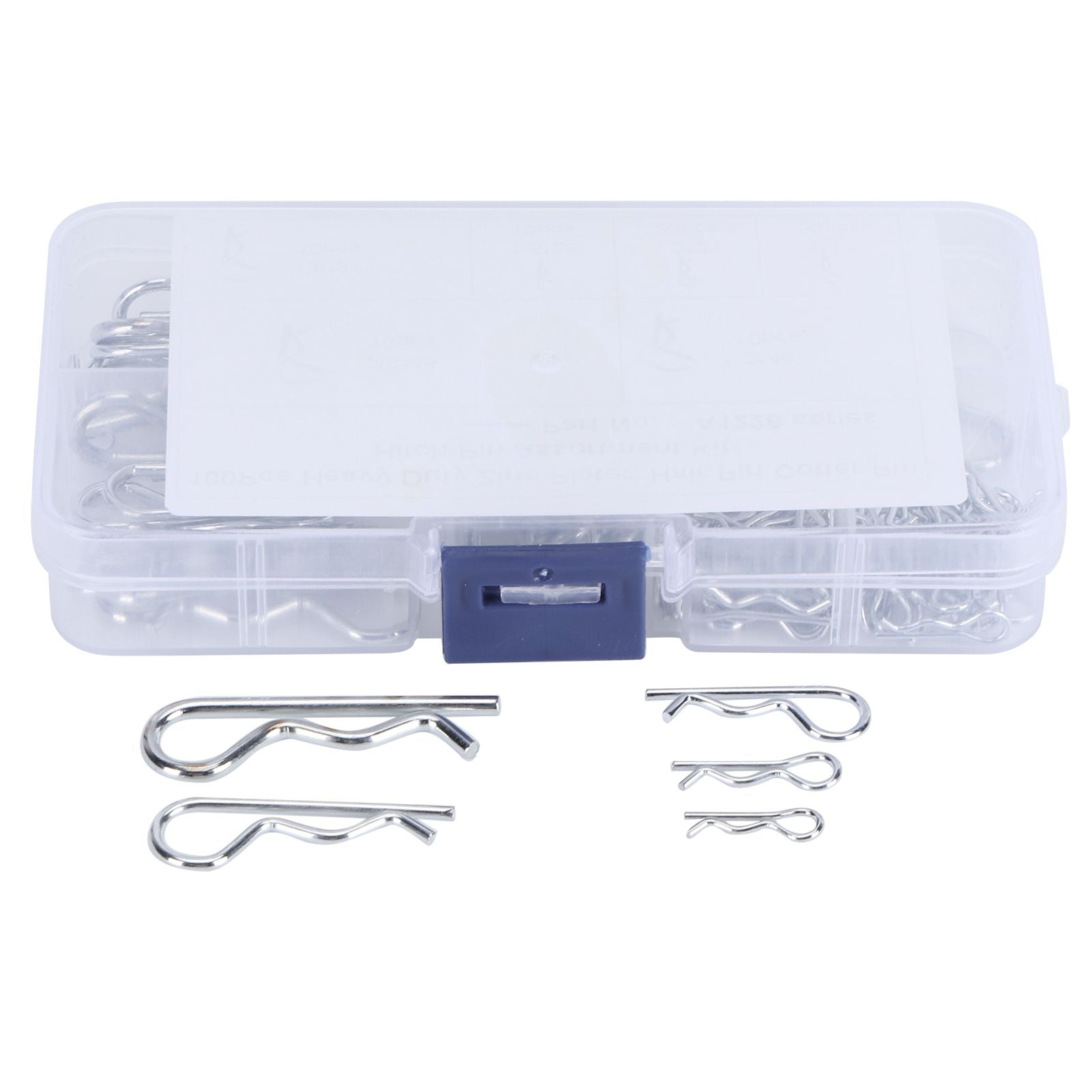100Pcs R Cotter Pins Tractor Pin Clips with Plastic Box Assortment Kit Fastener Clip Set