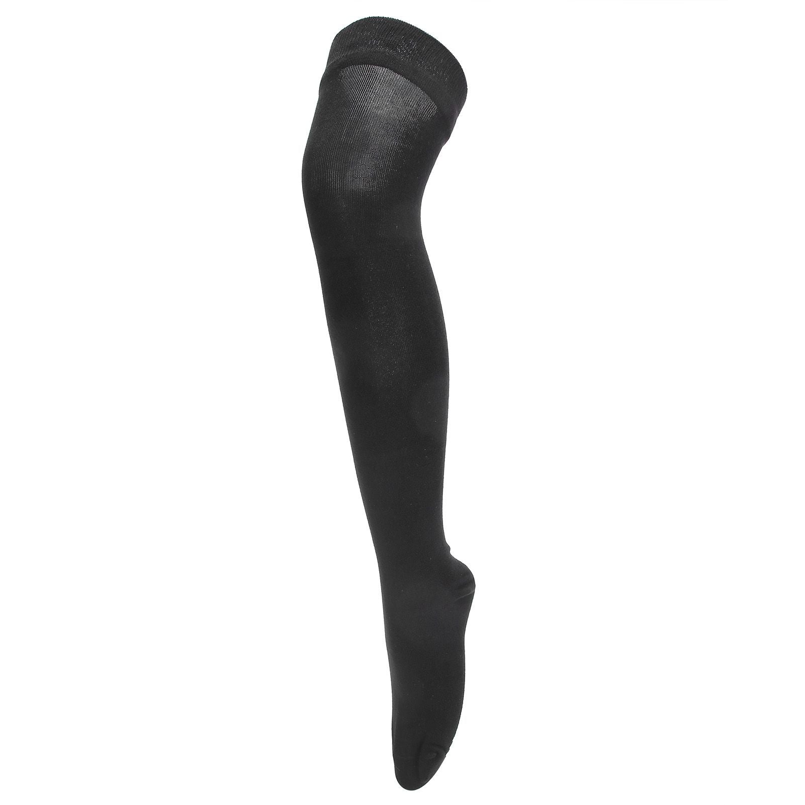 Women Yoga Socks Non Slip Warm Thigh High Stockings for Fitness Latin Dance Sports Black