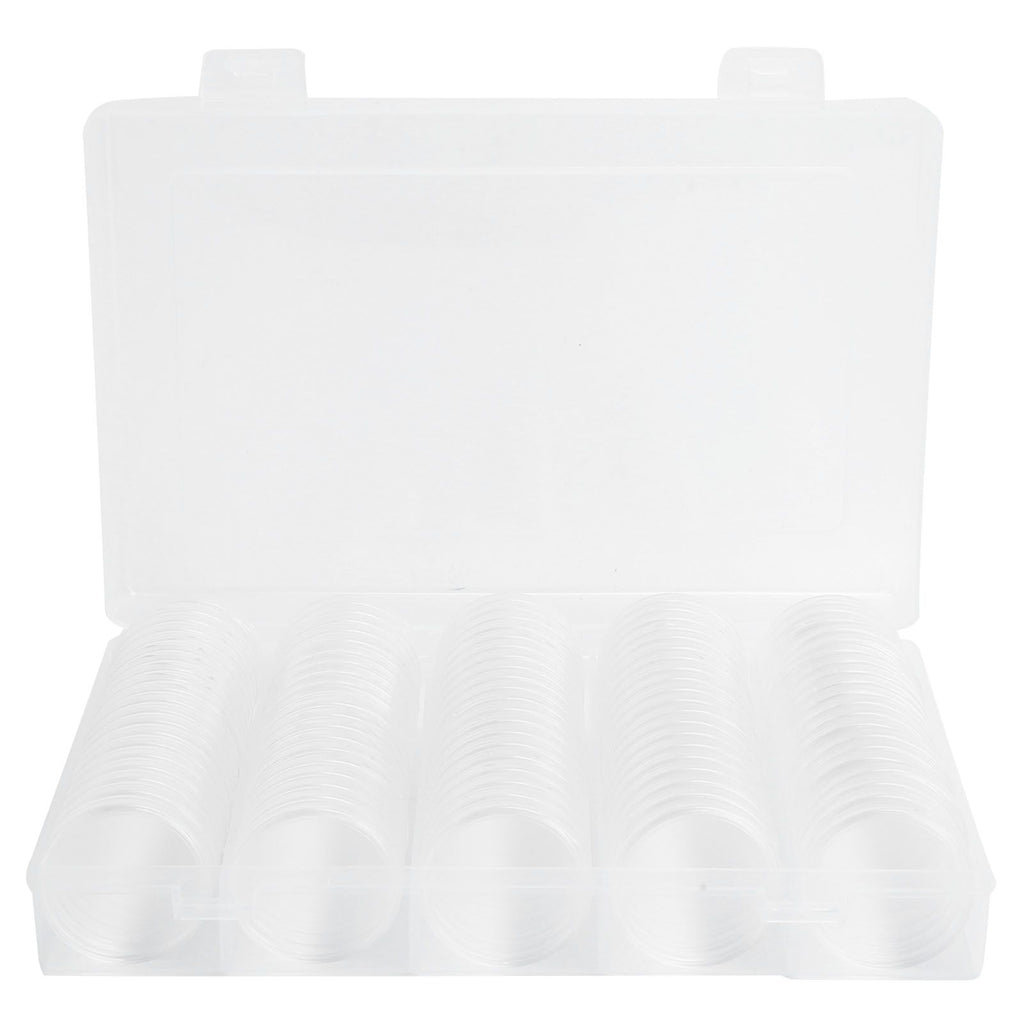 100PCS Transparent Coin Storage Box 17/20/25/27/30mm Round Coin Capsules Containers Protector