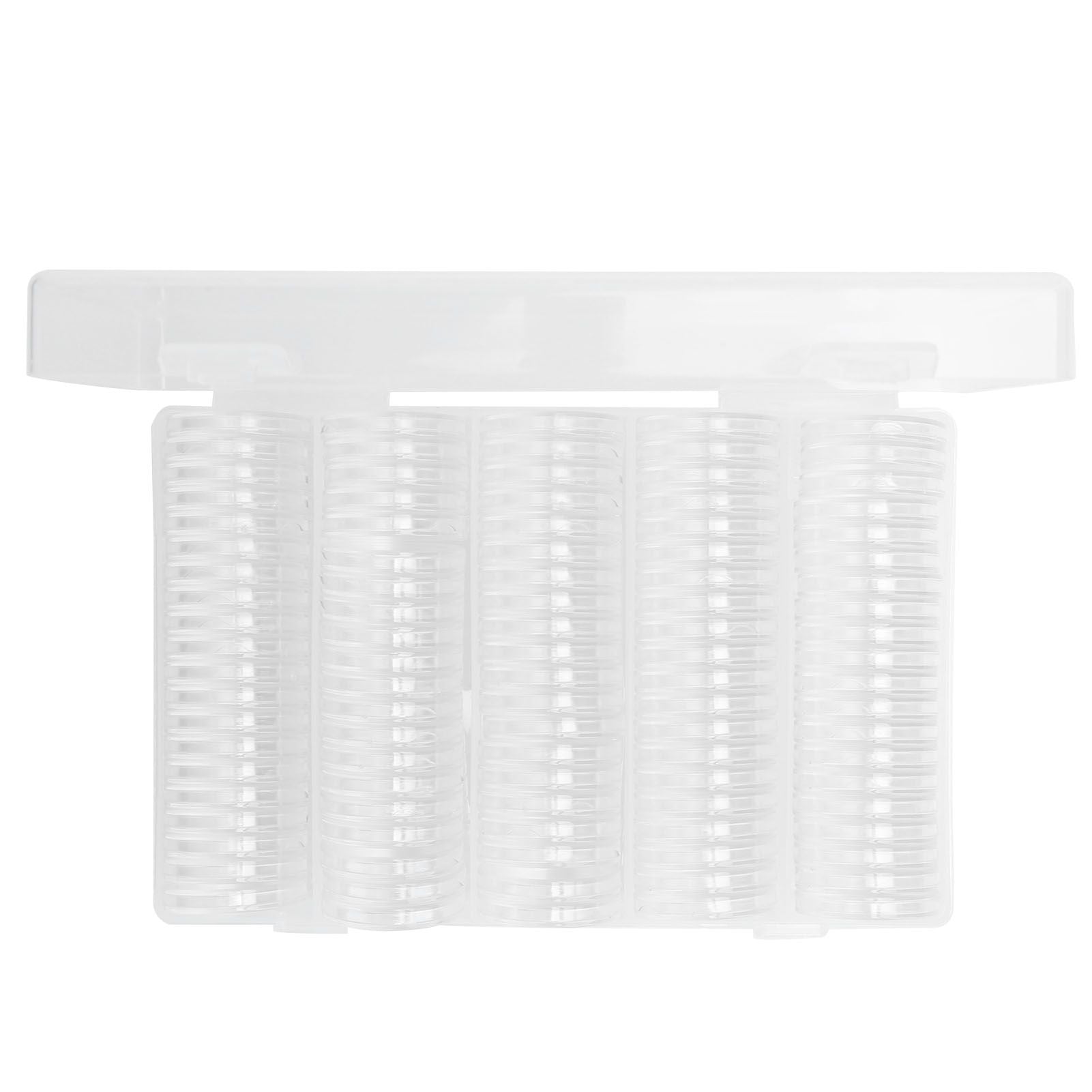 100PCS Transparent Coin Storage Box 17/20/25/27/30mm Round Coin Capsules Containers Protector
