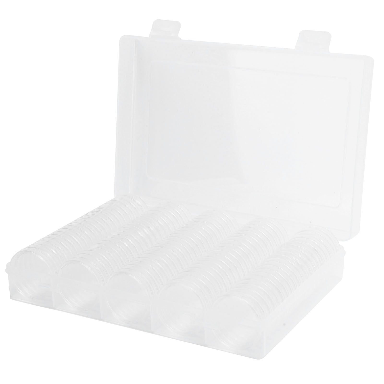100PCS Transparent Coin Storage Box 17/20/25/27/30mm Round Coin Capsules Containers Protector