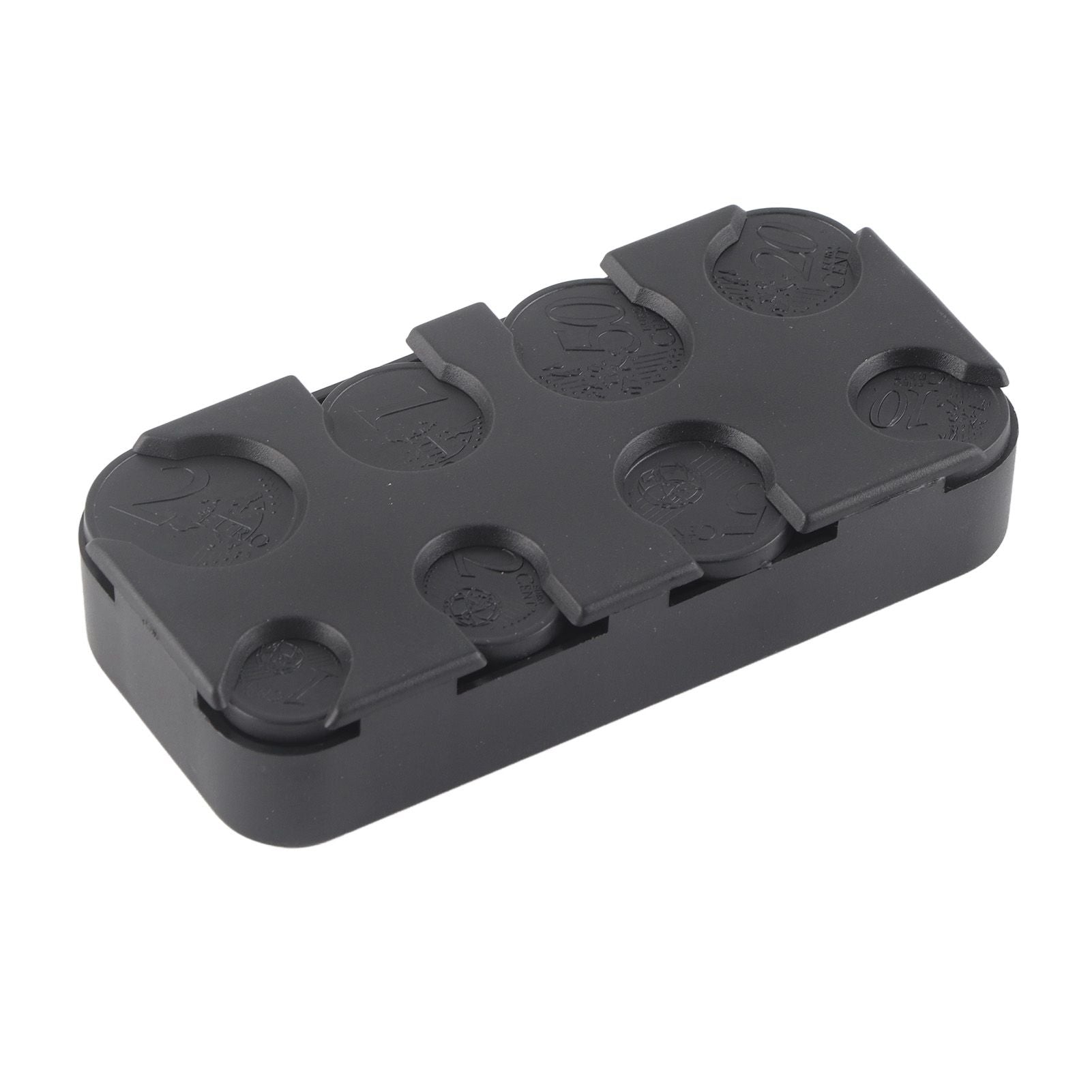 Rectangle Euro Coin Dispenser Plastic Coin Holders Storage Box Organizer Car Use