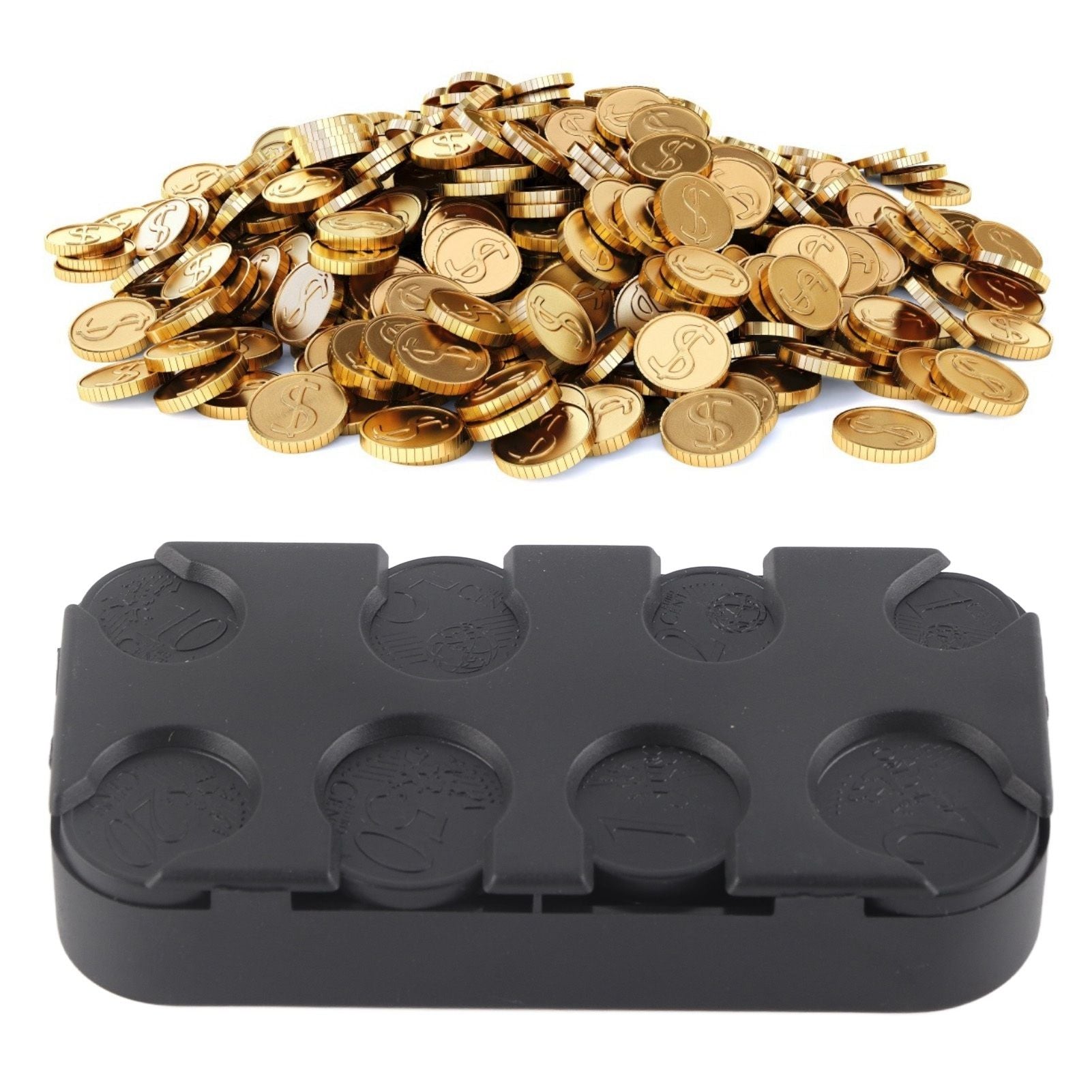 Rectangle Euro Coin Dispenser Plastic Coin Holders Storage Box Organizer Car Use