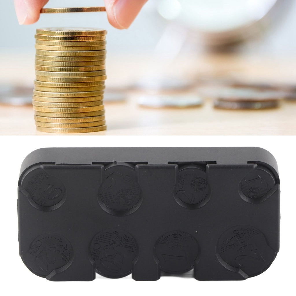 Rectangle Euro Coin Dispenser Plastic Coin Holders Storage Box Organizer Car Use