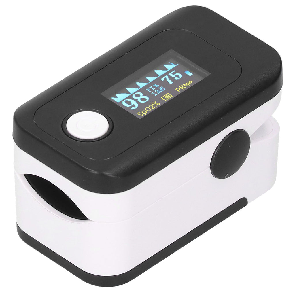 Fingertip Pulse Oximeter LED Screen Blood Oxygen Saturation Monitor with Lanyard Black