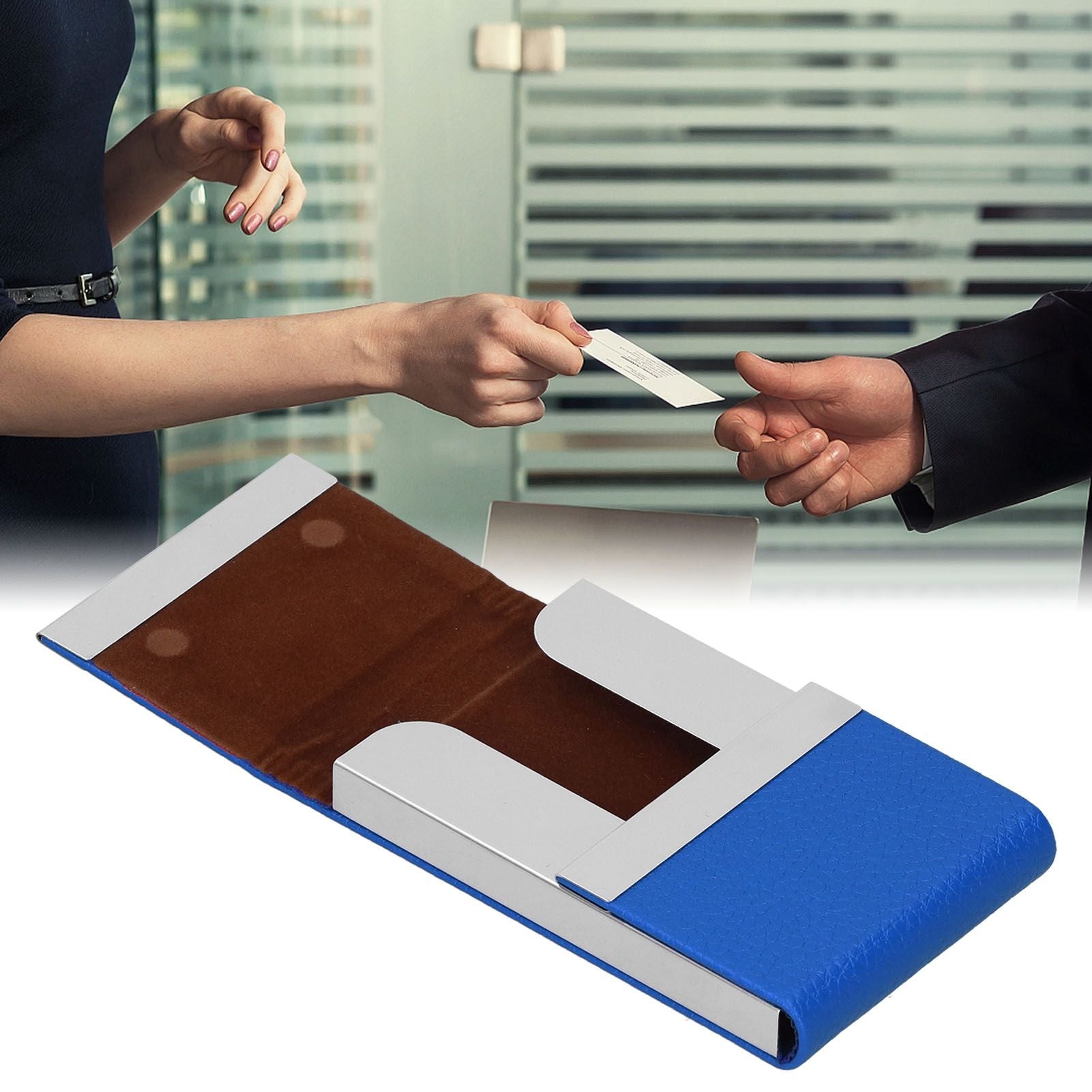Large Capacity Business Card Holder Pocket Name Card Box Case for Men Double OpenBlue 400#