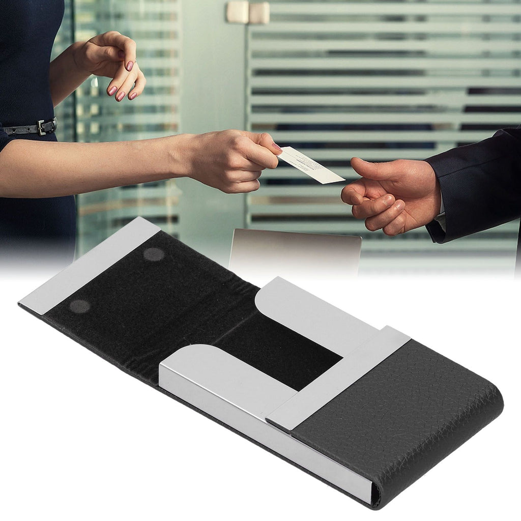 Large Capacity Business Card Holder Pocket Name Card Box Case for Men Double OpenBlack 400#